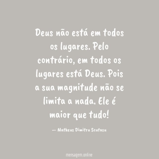 Deus não está em todos os lugares