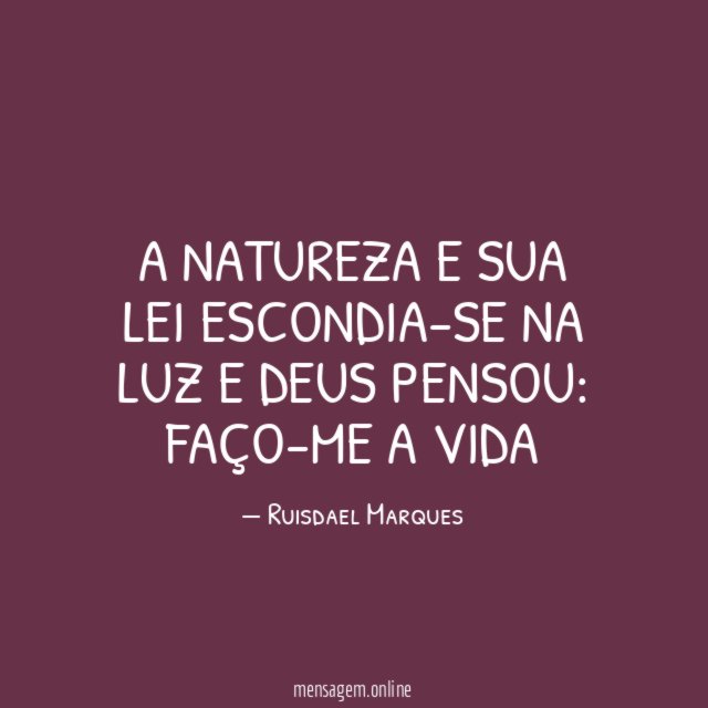 A natureza e sua lei escondia-se na Luz e DEUS pensou