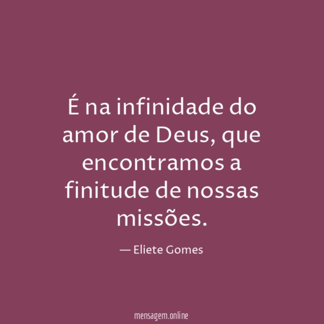 É na infinidade do amor de Deus