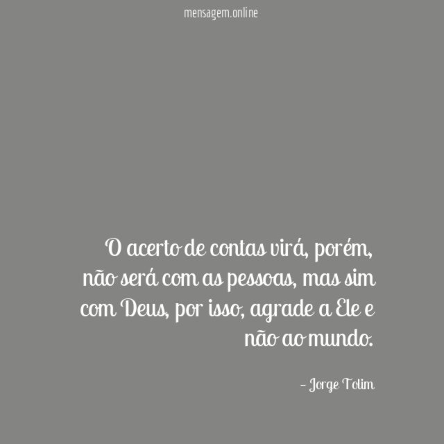 O acerto de contas virá