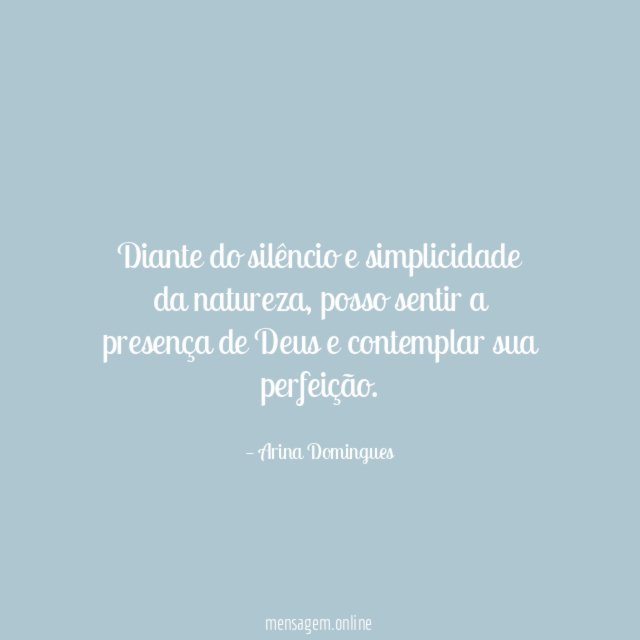 Diante do silêncio e simplicidade da natureza