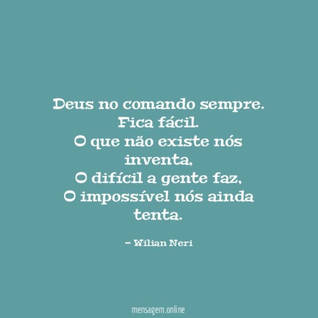 Deus no comando sempre