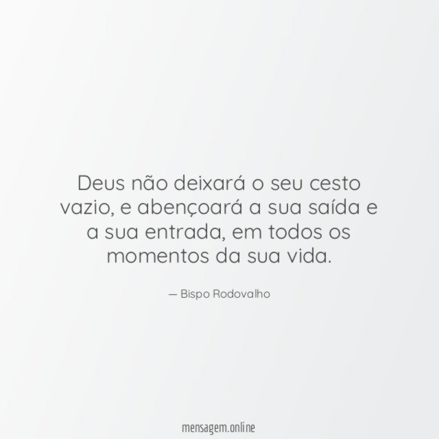 Deus não deixará o seu cesto vazio