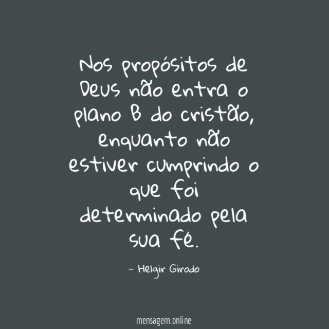 Nos propósitos de Deus não entra o plano