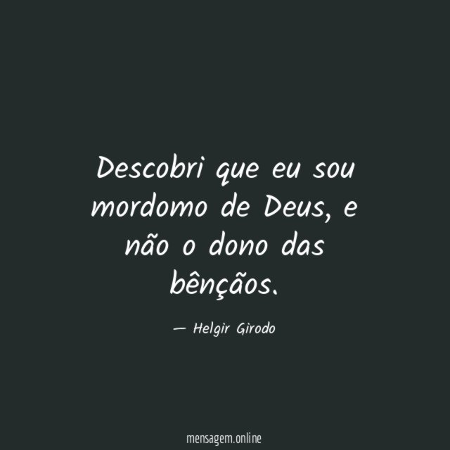 Descobri que eu sou mordomo de Deus