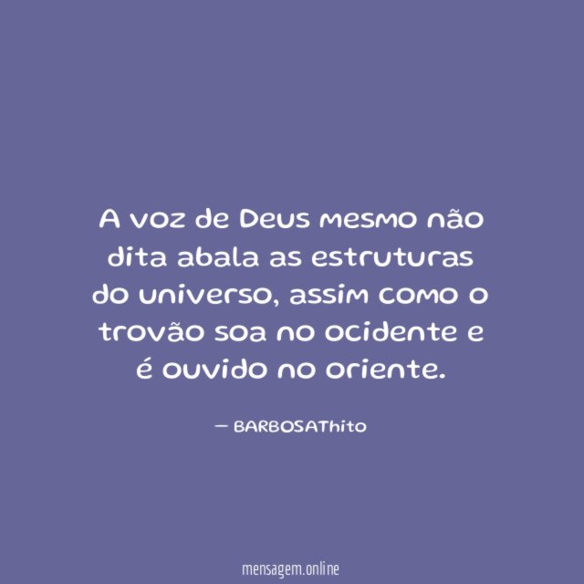 A voz de Deus mesmo não dita abala