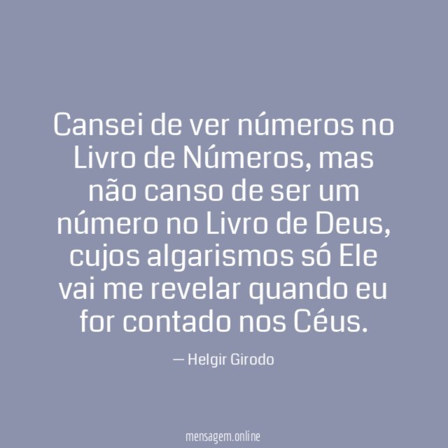 Cansei de ver números no Livro de Números