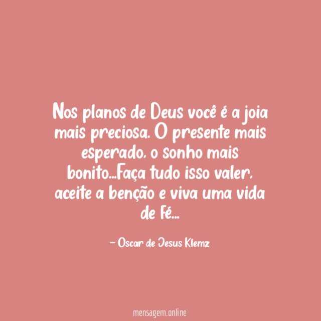 Nos planos de Deus você é a joia mais preciosa
