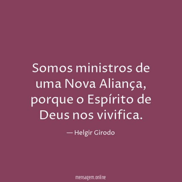 Somos ministros de uma Nova Aliança