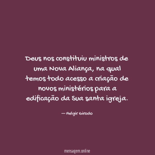 Deus nos constituiu ministros de uma Nova Aliança