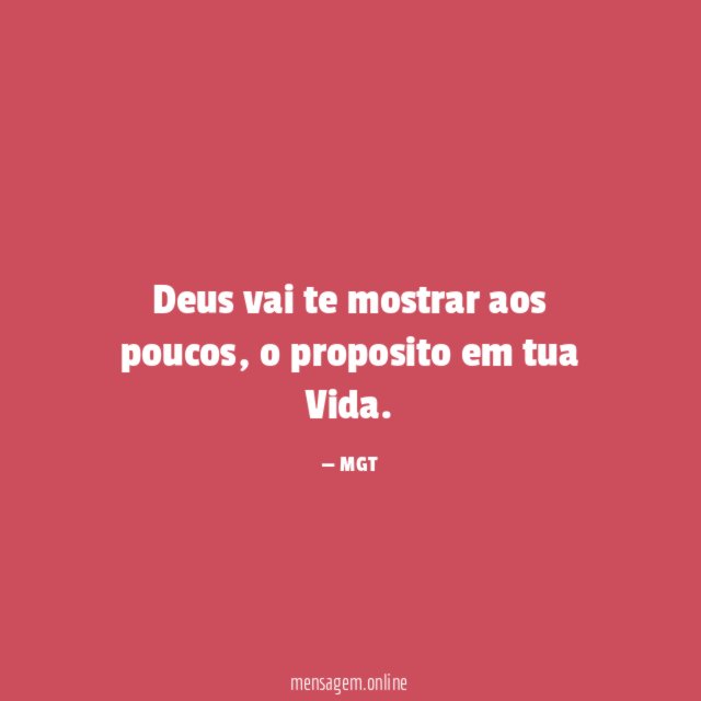 Deus vai te mostrar aos poucos