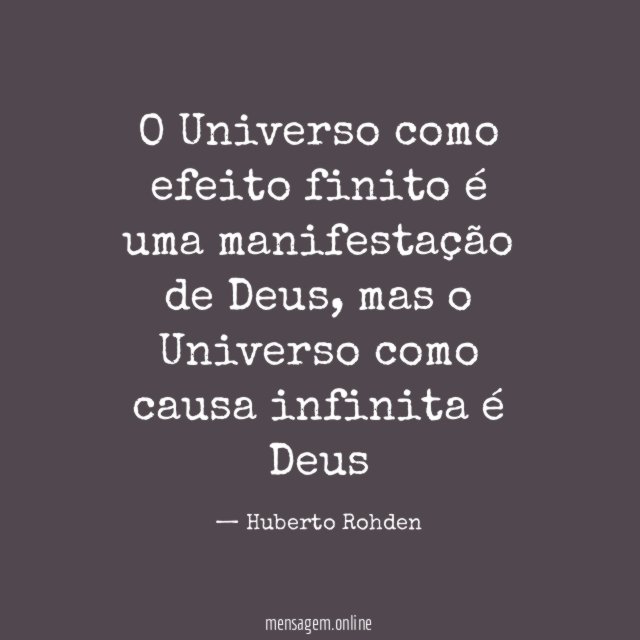 O Universo como efeito finito é uma manifestação de Deus