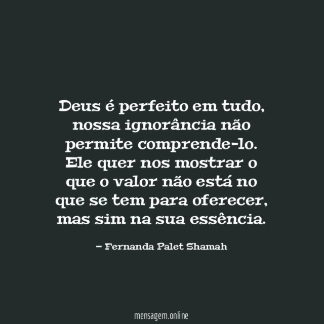 Deus é perfeito em tudo