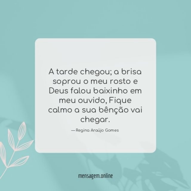 A tarde chegou