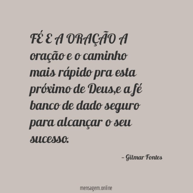 FÉ E A ORAÇÃO
