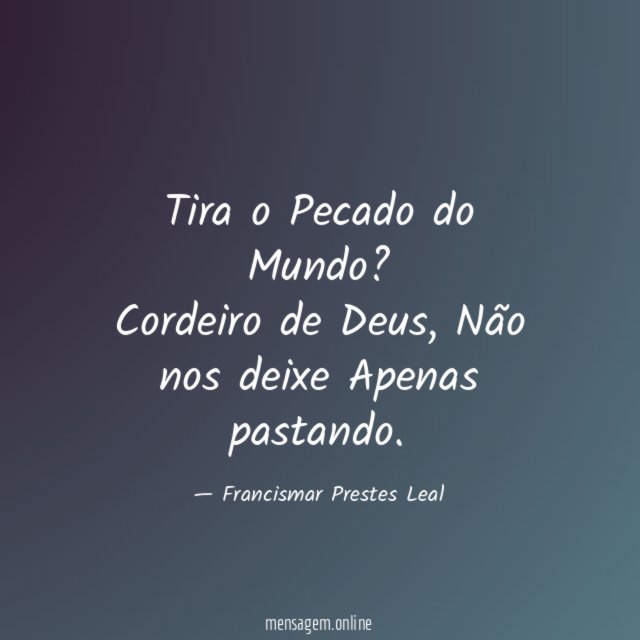 Tira o Pecado do Mundo?