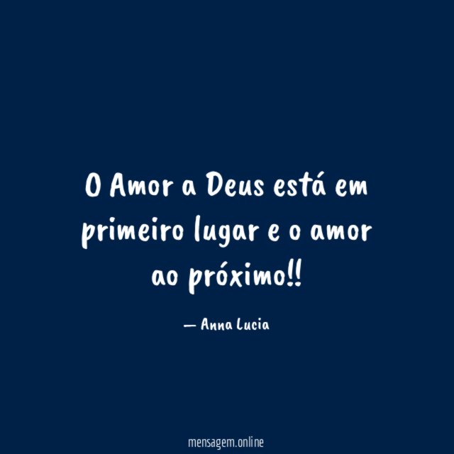 O Amor a Deus está em primeiro lugar