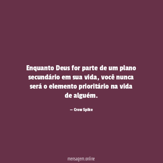 Enquanto Deus for parte de um plano secundário em sua vida