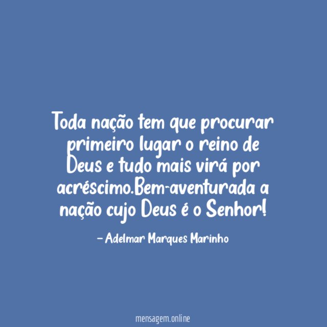 Toda nação tem que procurar primeiro lugar