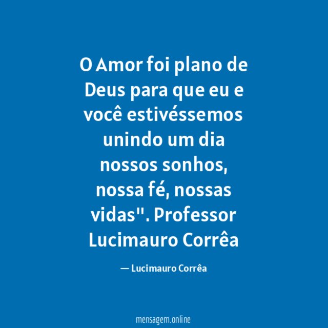 O Amor foi plano de Deus para que