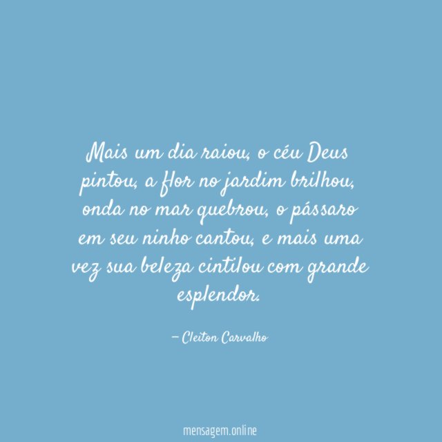 Mais um dia raiou