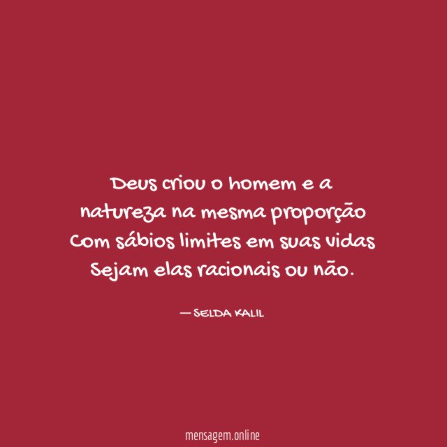 Deus criou o homem e a natureza na