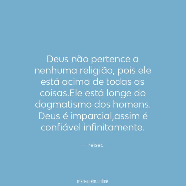 Deus não pertence a nenhuma religião