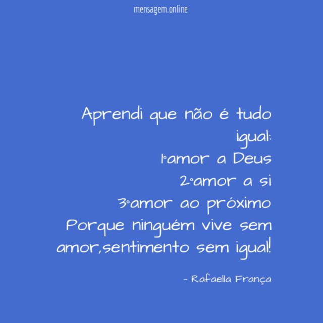 Aprendi que não é tudo igual