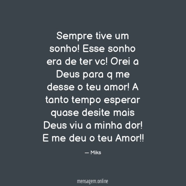 Sempre tive um sonho