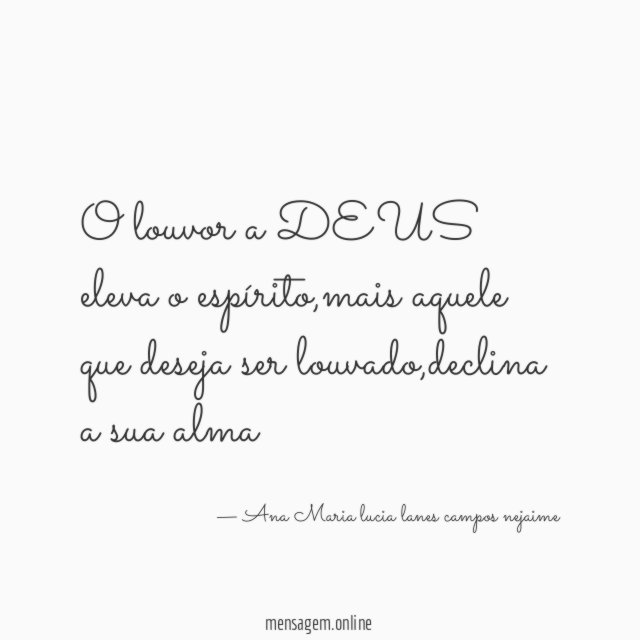O louvor a DEUS eleva o espírito