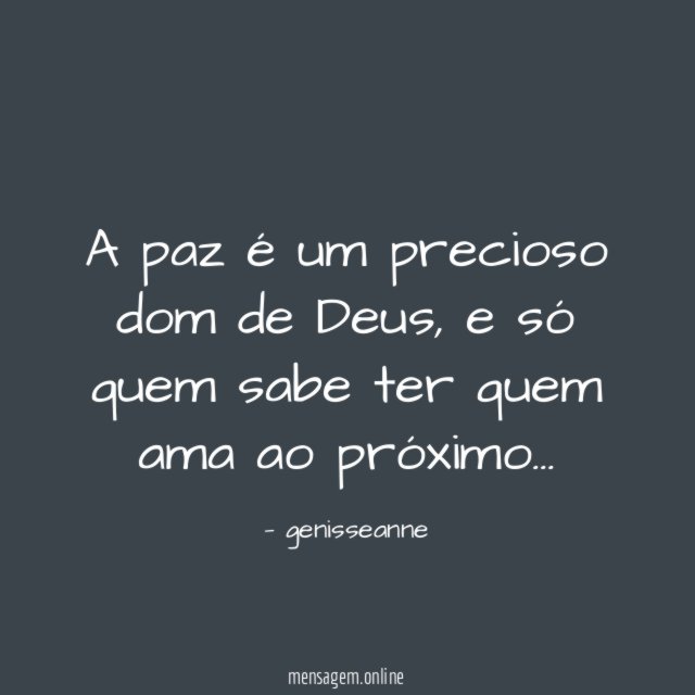 A paz é um precioso dom de Deus