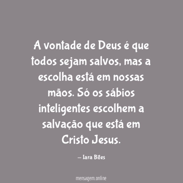 A vontade de Deus é que todos sejam salvos