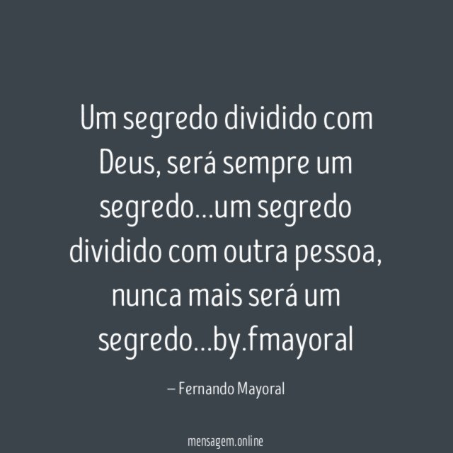 Um segredo dividido com Deus