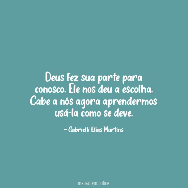 Deus fez sua parte para conosco
