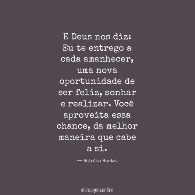 E Deus nos diz