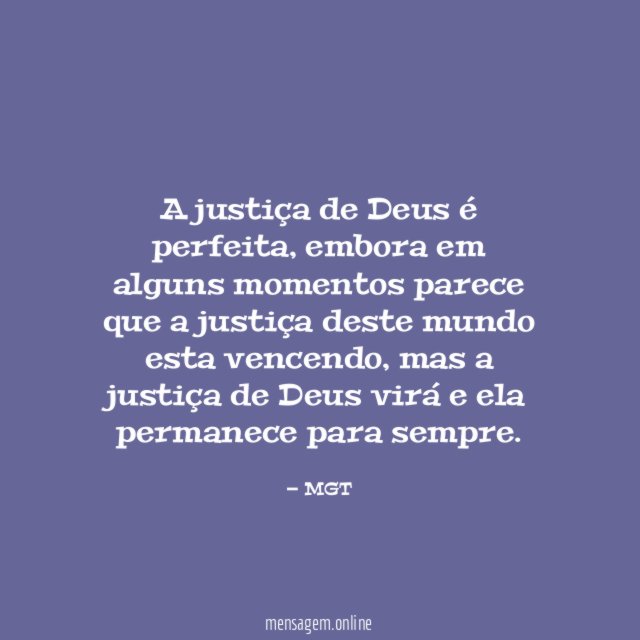 A justiça de Deus é perfeita