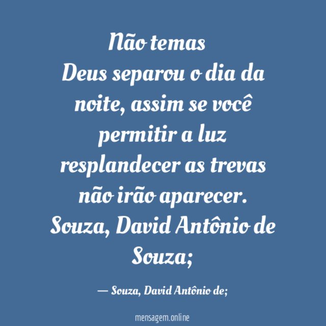 Não temas…