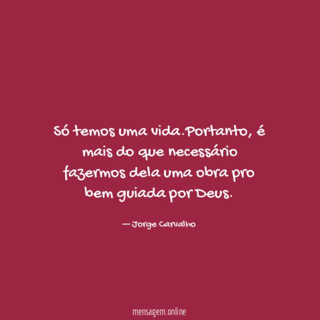Só temos uma vida
