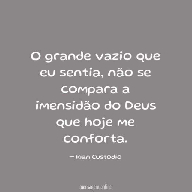 O grande vazio que eu sentia