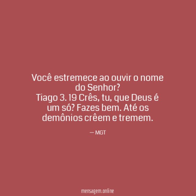 Você estremece ao ouvir o nome do Senhor
