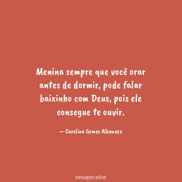 Menina sempre que você orar antes de dormir