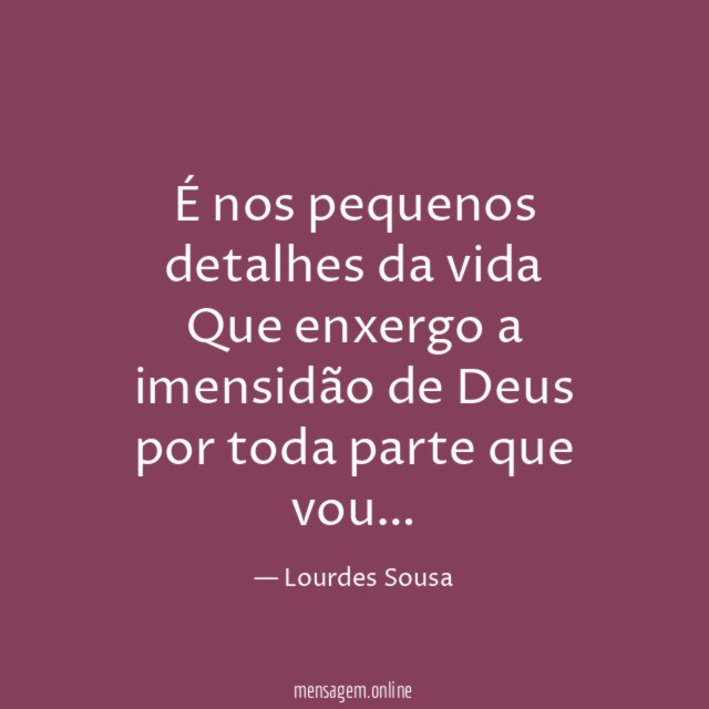 É nos pequenos detalhes da vida Que enxergo a