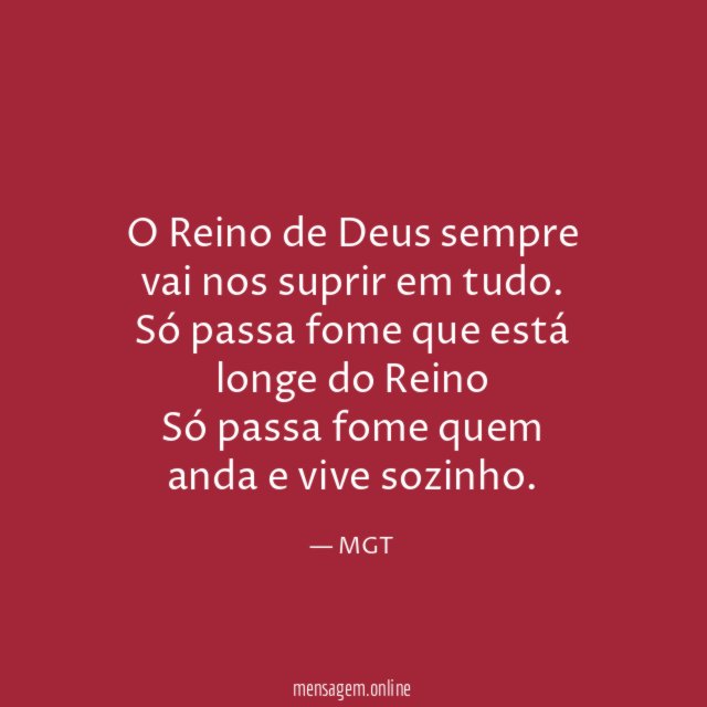 O Reino de Deus sempre vai nos suprir em tudo