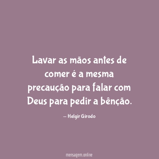 Lavar as mãos antes de comer é a