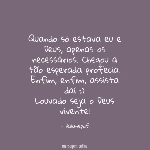 Quando só estava eu e Deus