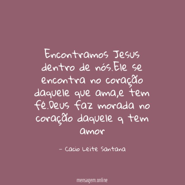 Encontramos Jesus dentro de nós