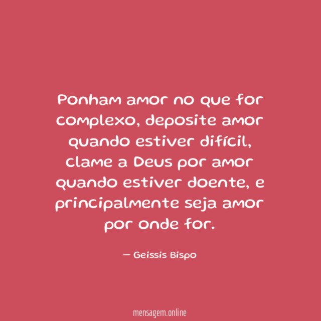 Ponham amor no que for complexo