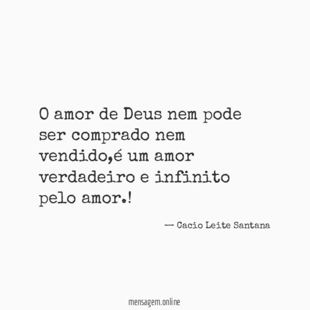 O amor de Deus nem pode ser comprado nem vendido