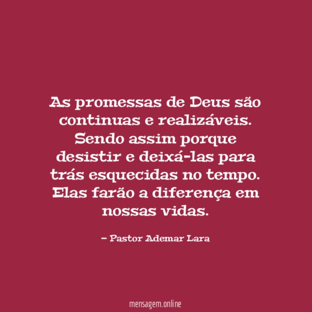 As promessas de Deus são continuas e realizáveis