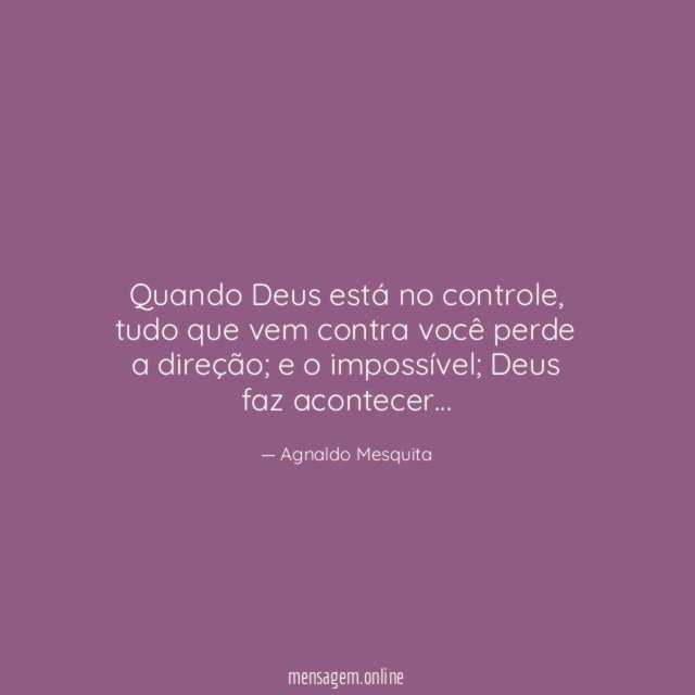 Quando Deus está no controle